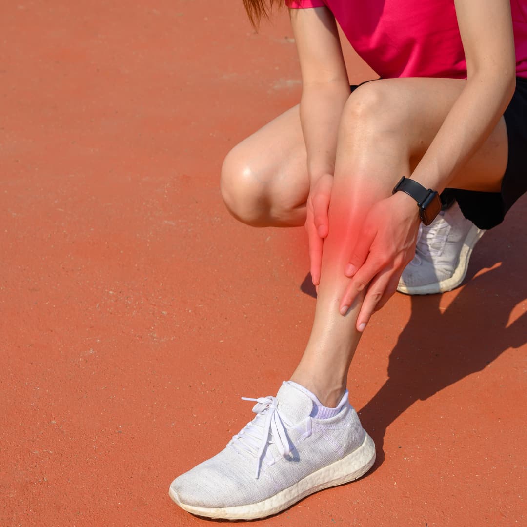 Shin splints on left leg with pain radiating from lower middle of the left leg