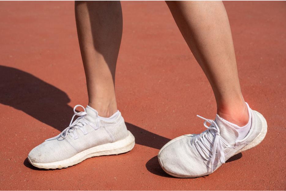 lateral ankle instability left foot inverting with pain radiating indicated by red area on ankle, Chronic ankle instability